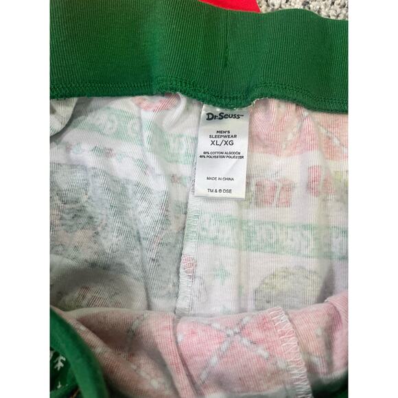 Dr. Seuss Grinch Unisex Two Piece Pajamas Red/Green Christmas T-shirt Joggers XL - Picture 8 of 9